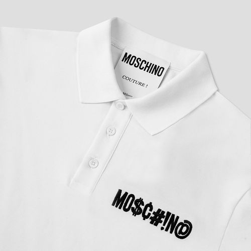 Áo Polo Nam Moschino White With Logo Embroidered 212ZPT1218 7043 1001 Màu Trắng-4