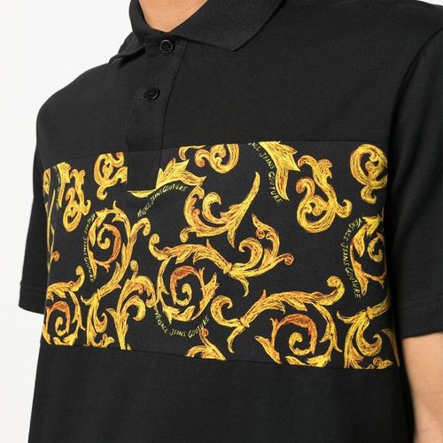 Áo Polo Nam Versace Sketch Couture Polo Shirt E74GAG627 Màu Đen-5
