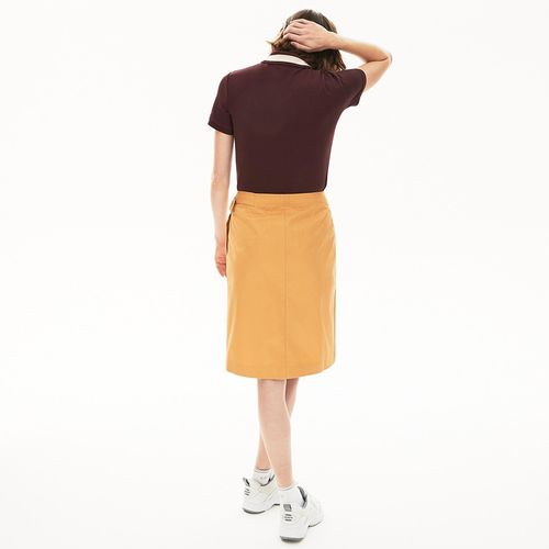 Áo Polo Nữ Lacoste Women's Contrast Stretch Cotton Shirt PF5773.4GD Màu Nâu Tím-2