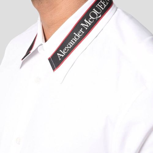 Áo Sơ Mi Alexander McQueen Logo Collar 642401 QRN44 9000 Màu Trắng-3