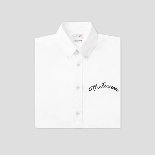 Áo Sơ Mi Alexander McQueen White With Logo Embroidered MJ0 633874 QRN44 9000 Màu Trắng-3