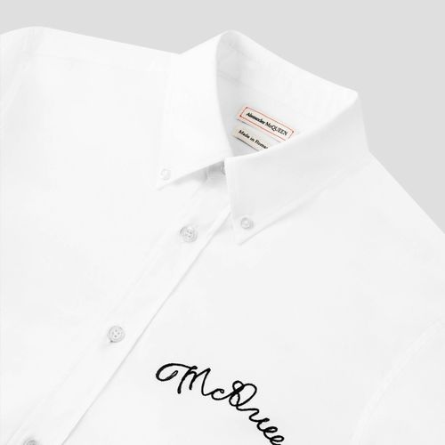 Áo Sơ Mi Alexander McQueen White With Logo Embroidered MJ0 633874 QRN44 9000 Màu Trắng-4