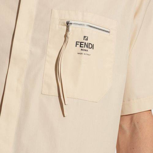 Áo Sơ Mi Nam Fendi Beige Shirt With Logo Màu Be-5