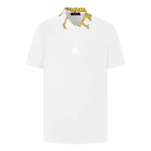 Áo Polo Nam Versace White With Logo Baroque Collar Printed A89505S 1A07325 2W110 Màu Trắng