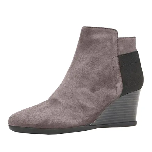 Boots Nữ Geox D INSPIRAT.WED C GOAT SUEDE Đế Xuồng Cổ Thấp Màu Xám Size 38