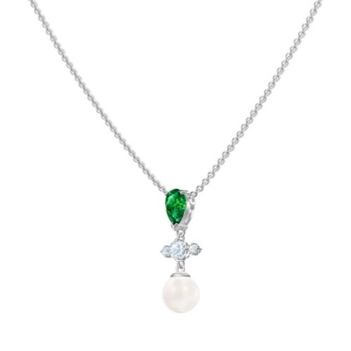 Dây Chuyền Nữ Swarovski Perfection Necklace Green Rhodium Plated 5493103 Màu Xanh Bạc