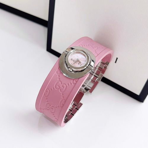Đồng Hồ Nữ Gucci Twirl Small Pink Rubber YA112522 Màu Hồng-2