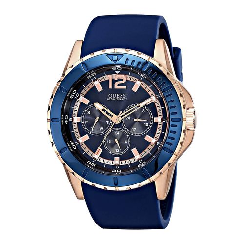 Đồng Hồ Nam Guess Stainless Steel Silicone Casual Blue Gold Watch U0485G1 Màu Xanh Blue-1