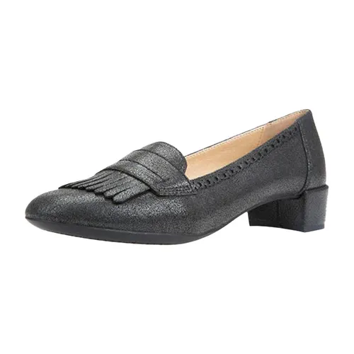 Giày - Giày Búp Bê Geox D CAREY C METAL.SYNT.LEA Mũi Đính Tua Rua Màu Đen Size 35 - Vua Hàng Hiệu