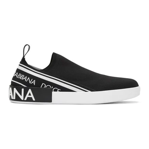 Giày Dolce & Gabbana D&G Black And White Portofino Slip-On Sneakers Màu Đen Size 42.5