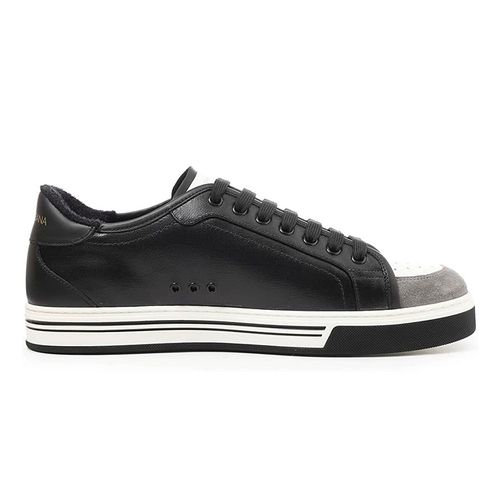 Giày Dolce & Gabbana D&G Men's Black Roma Trainers In Coated Canvas And Calfskin Size 38.5-6