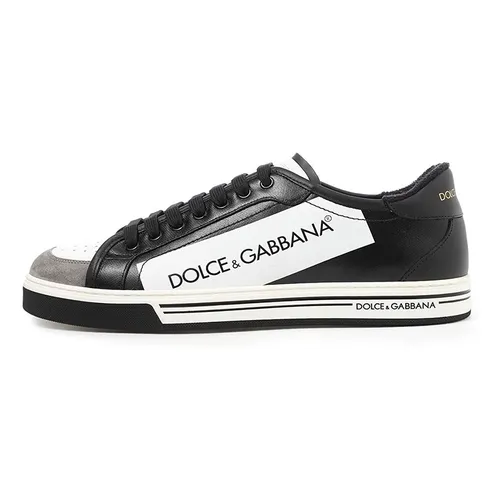 Giày Dolce & Gabbana D&G Men's Black Roma Trainers In Coated Canvas And Calfskin Size 40.5