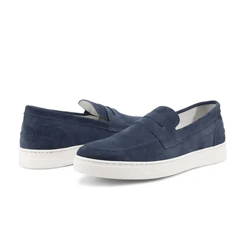 Giày Lười Nam Duca Di Morrone Da Lộn Enea-Cam_Jeans Màu Xanh Navy Size 41