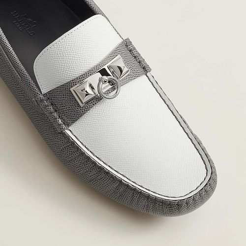 Giày Lười Nam Hermès Irving Loafers Gris Blanc H231932ZH30400 Màu Xám Trắng-4