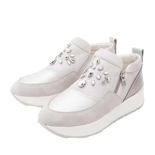 Giày Slip On Nữ Geox D GENDRY A Đính Đá Màu Xám Nhạt Size 37
