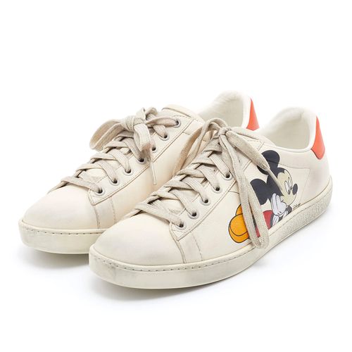 Giày Sneaker Gucci Disney Ivory Leather Ace Mickey Mouse Low Top Sneakers Màu Kem