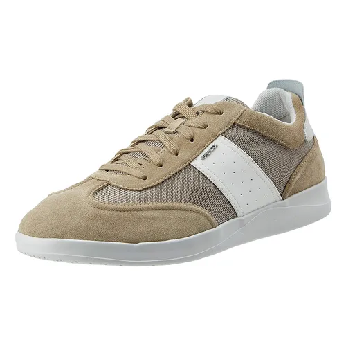 Giày Sneakers Nam Geox U KENNET A SUEDE+MESH LT Màu Xanh Rêu Nhạt Phối Trắng Size 43