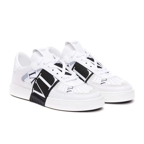 Giày Thể Thao Nam Valentino Slip-On Calfskin VL7N Sneaker With Band Màu Trắng Đen-4