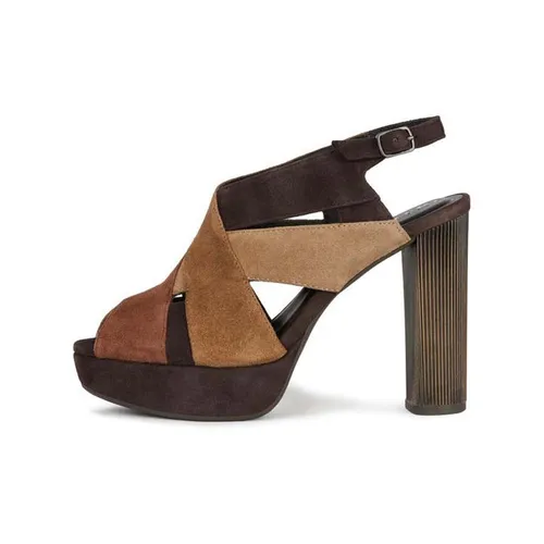 Giày Xăng Đan Cao Gót Nữ Geox D Naiomy A - Goat Suede Màu Nâu Size 39