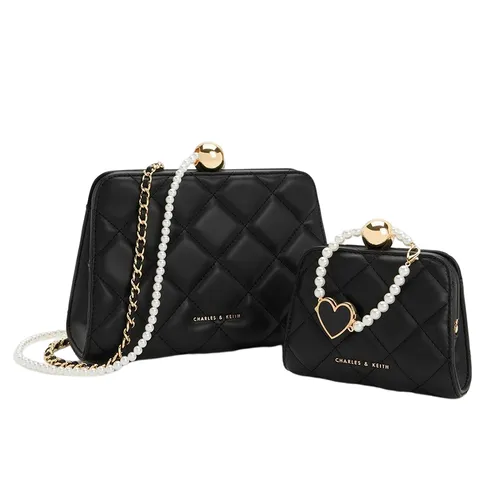 Gift Set Túi Nữ Charles & Keith CNK Mini Quilted Chain Bag - Black 70701232 Màu Đen