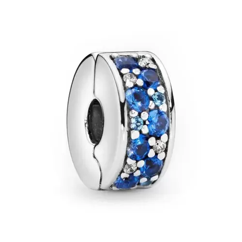 Trang sức Xanh bạc Hạt vòng charm - Hạt Vòng Charm Pandora Blue Pavé Clip Charm 791817NSBMX Màu Xanh Bạc - Vua Hàng Hiệu