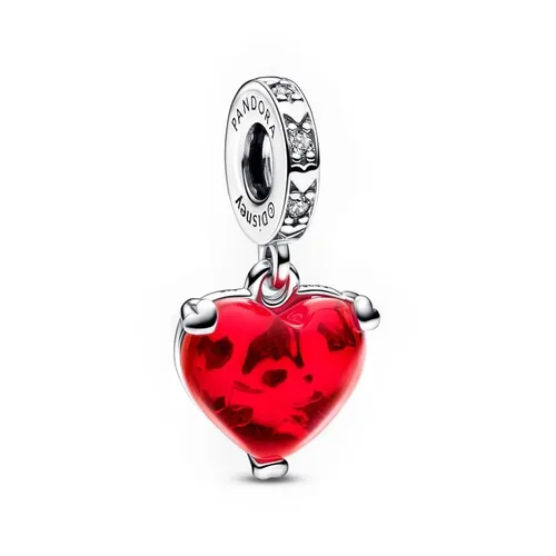 Trang sức - Hạt Vòng Charm Pandora Disney Mickey & Minnie Mouse Kiss Red Murano Glass Dangle Charm 792522C01 Màu Đỏ - Vua Hàng Hiệu