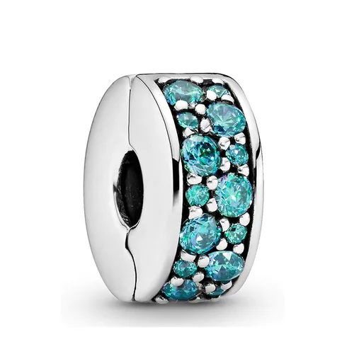 Hạt Vòng Charm Pandora Teal Shining Elegance Spacer Clip 791817MCZ Màu Bạc Xanh - Trang sức - Vua Hàng Hiệu
