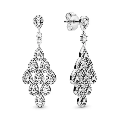 Khuyên Tai Nữ Pandora Sparkling Teardrop Chandelier Earrings 296201CZ Màu Bạc