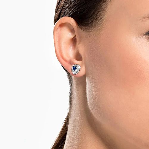 Khuyên Tai Nữ Swarovski Anniversary Crystal Heart Earrings Màu Xanh Bạc-4