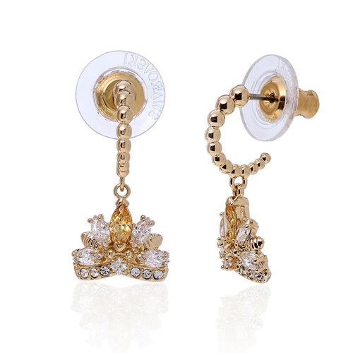 Khuyên Tai Nữ Swarovski Bee A Queen Gold Tone Plated And Crystal Drop Earrings Màu Vàng Hồng