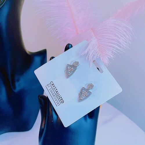Khuyên Tai Nữ Swarovski Earrings With Pave Crystals 5538762 Màu Bạc