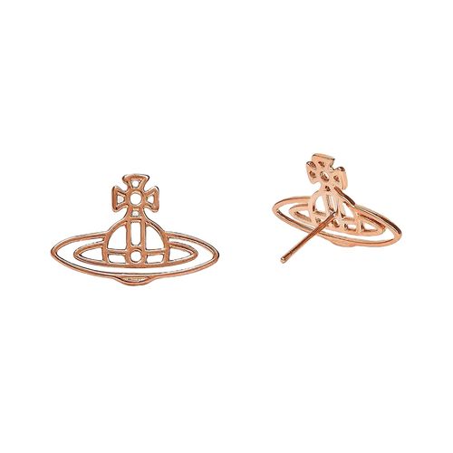 Khuyên Tai Nữ Vivienne Westwood Thin Lines Flat Orb Stud Earrings 62010011G002G002 Màu Vàng Hồng-1