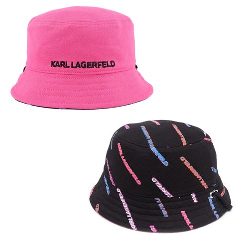 Mũ Karl Lagerfeld  K/Futuristic Logo-Print Bucket Hat Hai Mặt Màu Đen Hồng