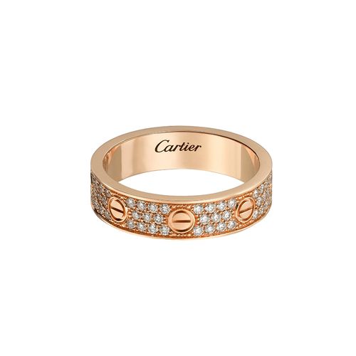 Nhẫn Cưới Cartier Love Wedding Band Diamond-Paved B4085800 4mm Màu Vàng Hồng (Chế Tác)