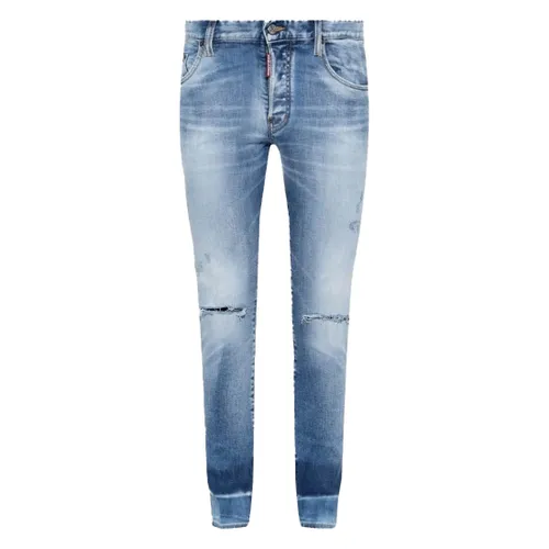 Quần Jean Nam Dsquared2 Light Sunset Wash Roadie Dáng Skater S71LB1186 S30827 470 Màu Xanh