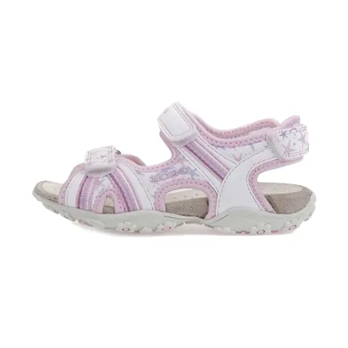 Sandals Bé Gái Geox J S.ROXANNE A DBK+PRN LYCRA Màu Trắng Phối Hồng Size 34