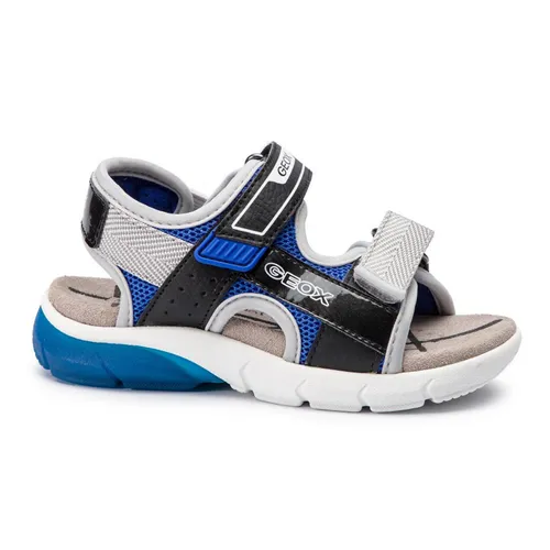 Sandals Bé Trai Geox J S.FLEXYPER B.C MES+TUM.SYN Màu Xám Phối Viền Đen Và Xanh Dương Size 37