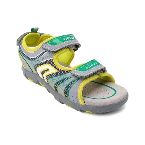 Sandals Bé Trai Geox J SAND.PIANETA A TEX+TUM.GBK Màu Xám Phối Xanh Neon Size 33