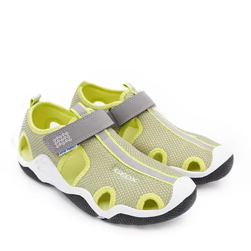 Sandals Bé Trai Geox J WADER C MESH+LYCRA Màu Xám Phối Vàng Chanh Size 34