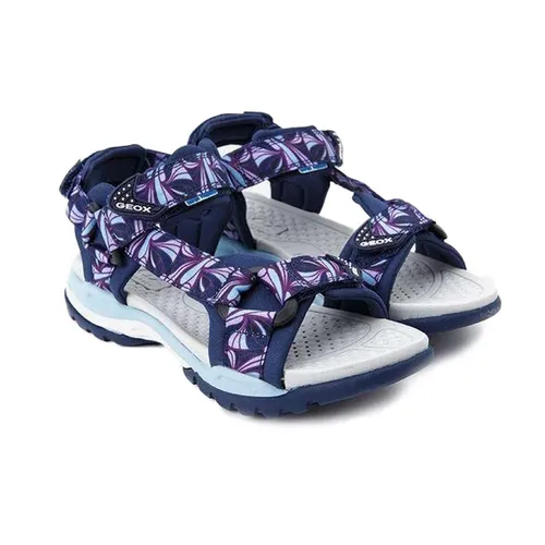 Sandals Cho Bé Geox J BOREALIS G. A ELAST+PR.TEX Màu Xanh Navy Phối Hoa Văn Tím Size 32