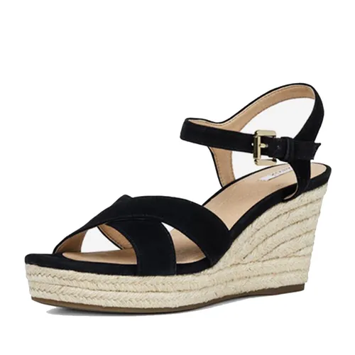 Sandals Đế Xuồng Nữ Geox D Soleil A Bọc Cói Màu Đen Size 39