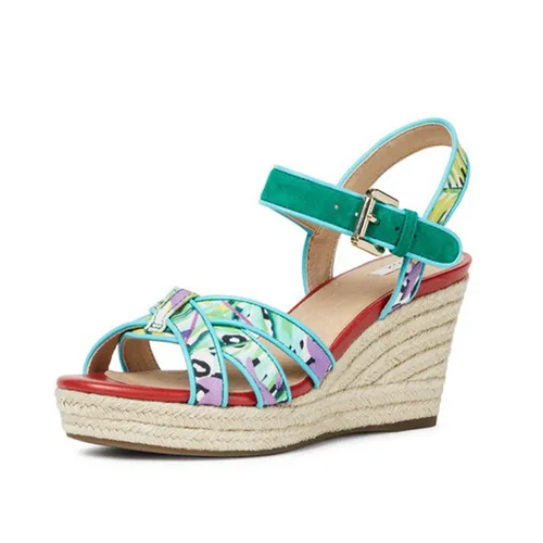 Sandals Đế Xuồng Nữ Geox D SOLEIL B PR.CANV+GOA SUE Bọc Cói Nhiều Màu Size 35
