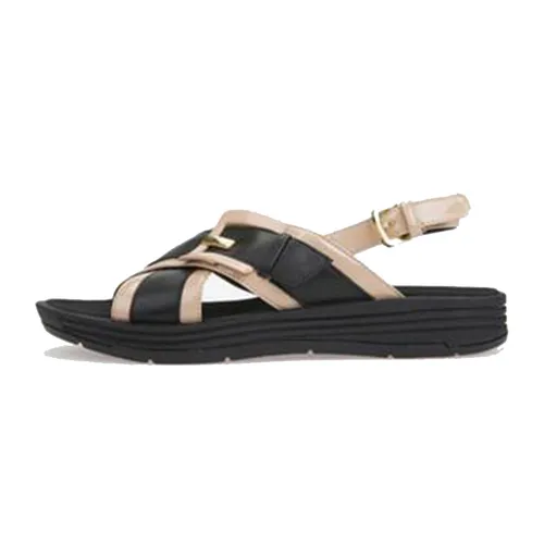 Sandals Nữ Đế Bệt Geox D KOLEOS F Màu Đen Phối Da Size 39