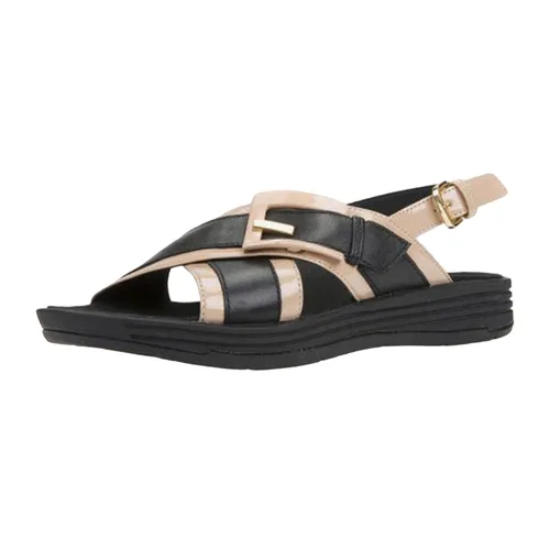 Sandals Nữ Đế Bệt Geox D KOLEOS F NAPPA+GBK PAT Màu Đen Phối Da Size 38