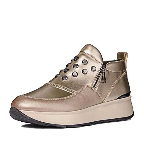 Sneakers Nữ Geox D GENDRY A PRL.GOA+PRL.SYN Đính Đinh Tán Màu Vàng Nhũ Size 38