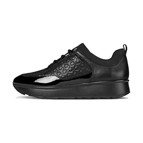 Sneakers Nữ Geox D GENDRY C NAPPA+GBK PAT Diễu Chỉ Màu Đen Size 38