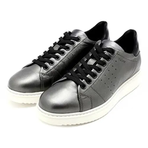 Sneakers Nữ Geox D THYMAR A PEARL.GOAT LEA Màu Xám Chì Ánh Nhũ Size 36