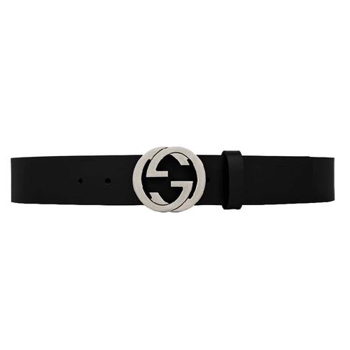 Thắt Lưng Nam Gucci GG Leather With Interlocking G Black 368186-BGH0N-1000 Màu Đen-1