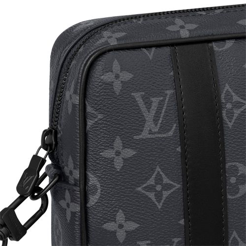 Túi Cầm Tay Nam Louis Vuitton LV M82076 Pochette Kasai Màu Đen Xám-4