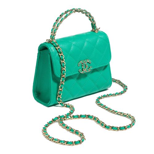 Túi Đeo Chéo Nữ Chanel Clutch With Chain AP3237 B10307 NM376 Màu Xanh Green